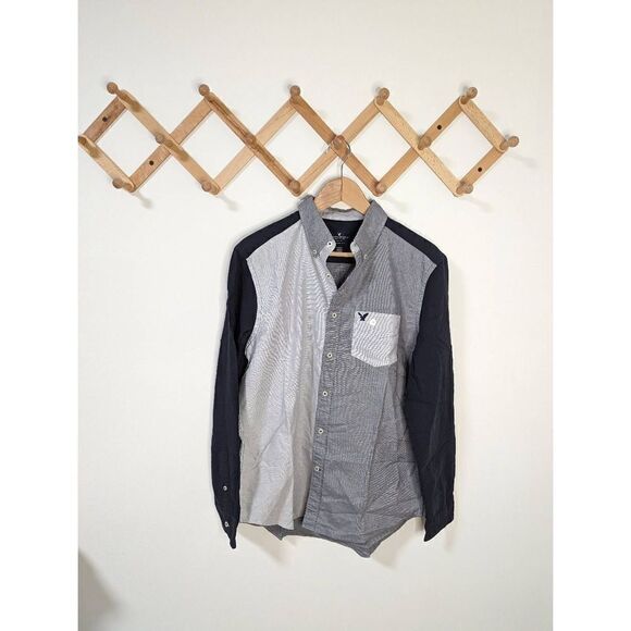 NWT American Eagle Outfitters Classic Fit Men's Color Block Button-Down Shirt - Picture 1 of 7